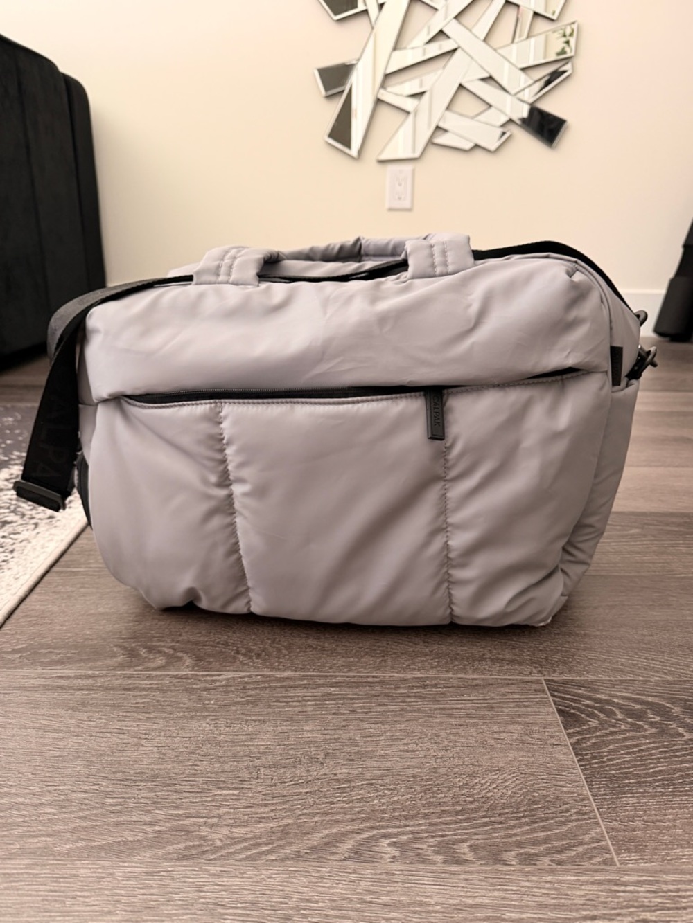 Calpak Light Gray Quilted Travel Tote Bag